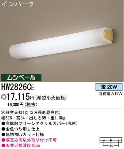 パナソニック電工 PANASONIC ブラケット HW2826CE | 商品情報 | LED