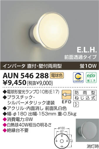 KOIZUMI 防雨型ブラケット AUN546288 | 商品情報 | LED照明器具の激安