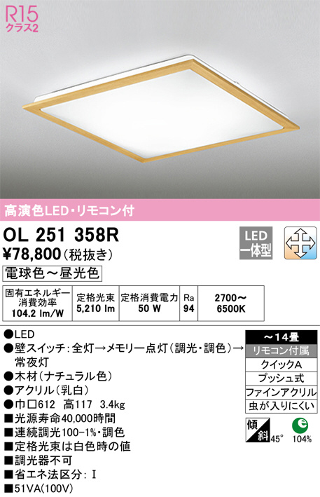ODELIC オーデリック シーリングライト OL251358R | 商品情報