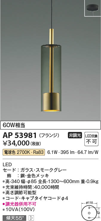 安心のメーカー保証Ｔ区分 コイズミ照明器具 AP53828 ペンダント LED 実績20年の老舗 安心のメーカー保証Ｔ区分 コイズミ照明器具 AP53828 ペンダント LED