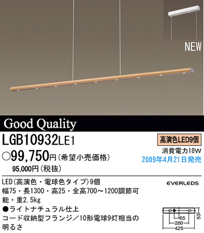ѥʥ˥åŹ PANASONIC ڥ LGB10932LE1 Ϣ ڥ 251260