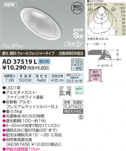 ߾ KOIZUMI LEDⵤ̩饤 AD37519L β