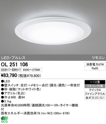 ODELIC ǥå LED 󥰥饤 OL251106 ᥤ̿