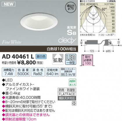 ߾ KOIZUMI LEDⵤ̩饤 AD40461L β