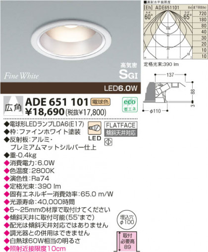 KOIZUMI LEDⵤ̩SG饤  ADE651101 ᥤ̿