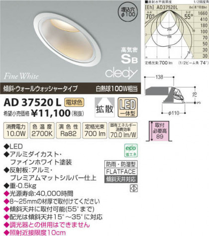 ߾ KOIZUMI LEDⵤ̩饤 AD37520L β