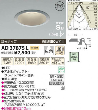 ߾ KOIZUMI LEDⵤ̩饤 AD37875L β
