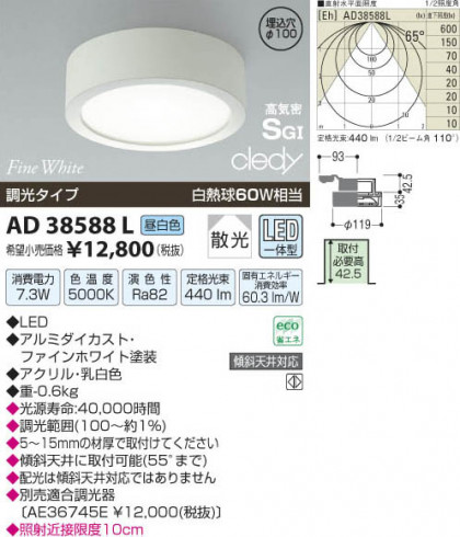 ߾ KOIZUMI LEDⵤ̩SG饤  AD38588L β