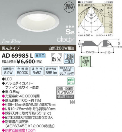 ߾ KOIZUMI LEDⵤ̩饤 AD69985L β