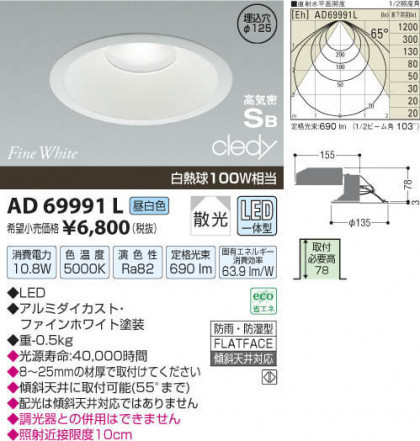 ߾ KOIZUMI LEDⵤ̩饤 AD69991L β