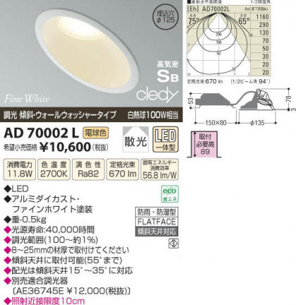 ߾ KOIZUMI LEDⵤ̩饤 AD70002L β