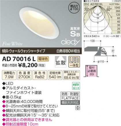 ߾ KOIZUMI LEDⵤ̩饤 AD70016L β