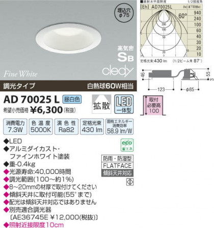 ߾ KOIZUMI LEDⵤ̩饤 AD70025L β