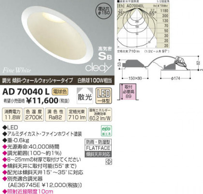 ߾ KOIZUMI LEDⵤ̩饤 AD70040L β