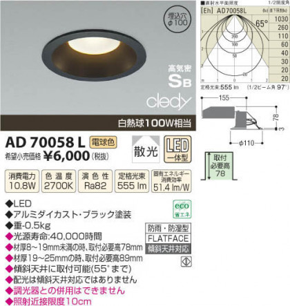 ߾ KOIZUMI LEDⵤ̩饤 AD70058L β