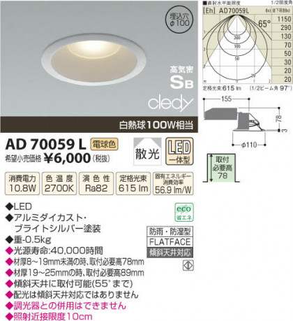 ߾ KOIZUMI LEDⵤ̩饤 AD70059L β