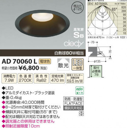 ߾ KOIZUMI LEDⵤ̩饤 AD70060L β