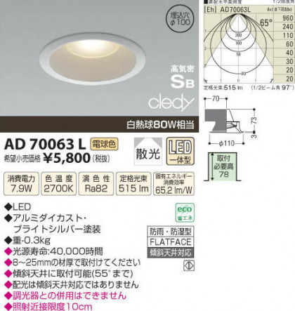 ߾ KOIZUMI LEDⵤ̩饤 AD70063L β