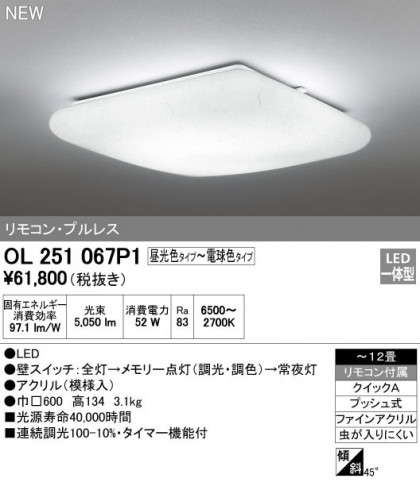 ODELIC ǥå 󥰥饤 OL251067P1 ᥤ̿