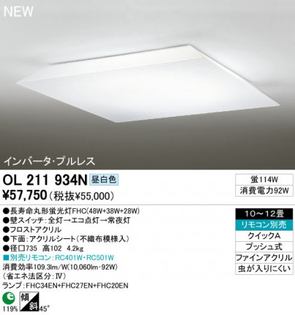 ODELIC ǥå 󥰥饤 OL211934N