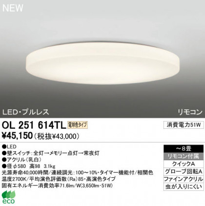 ODELIC ǥå LED 󥰥饤 OL251614TL
