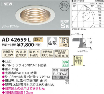 ߾ KOIZUMI ⵤ̩饤 LED AD42659L β