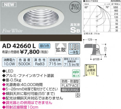 ߾ KOIZUMI ⵤ̩饤 LED AD42660L β