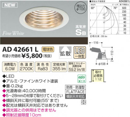 ߾ KOIZUMI ⵤ̩饤 LED AD42661L β