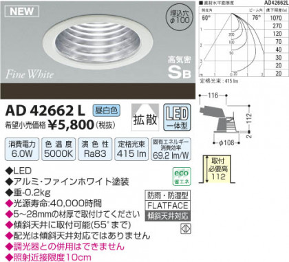 ߾ KOIZUMI ⵤ̩饤 LED AD42662L β
