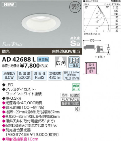 ߾ KOIZUMI ⵤ̩饤 LED AD42688L β