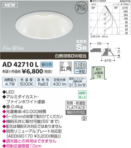 ߾ KOIZUMI ⵤ̩饤 LED AD42710L β