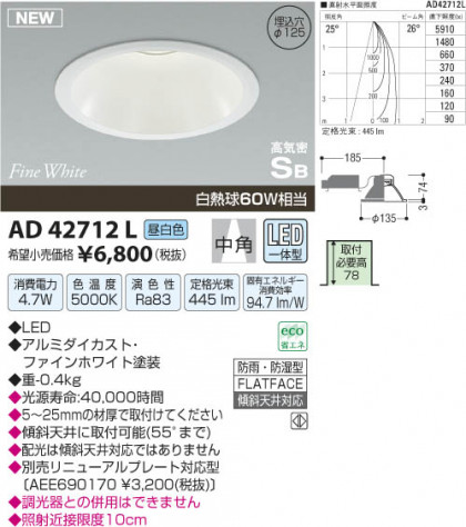 ߾ KOIZUMI ⵤ̩饤 LED AD42712L β