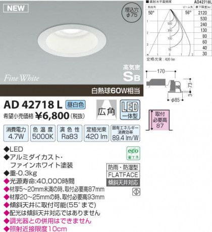 ߾ KOIZUMI ⵤ̩饤 LED AD42718L β