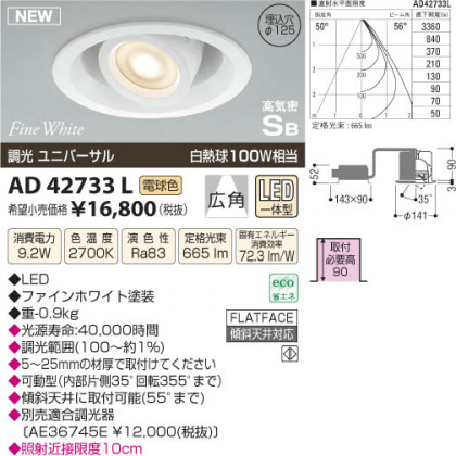 ߾ KOIZUMI ⵤ̩˥С饤 LED AD42733L β