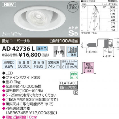 ߾ KOIZUMI ⵤ̩˥С饤 LED AD42736L β