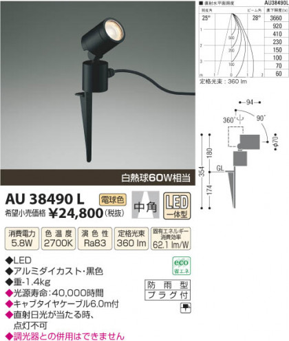 ߾ KOIZUMI ȥɥѥݥå LED AU38490L β