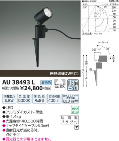 ߾ KOIZUMI ȥɥѥݥå LED AU38493L β
