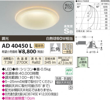 ߾ KOIZUMI ⵤ̩饤 LED AD40450L β