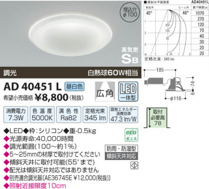 ߾ KOIZUMI ⵤ̩饤 LED AD40451L β