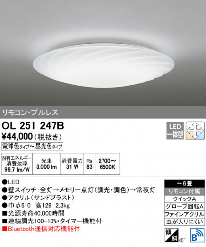 ODELIC ǥå 󥰥饤 OL251247B ñʲ