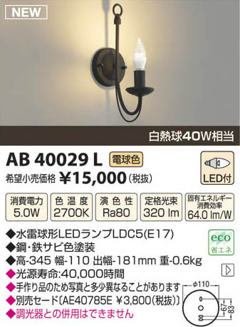 ߾ KOIZUMI LED֥饱å AB40029L β