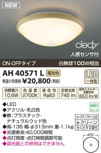 ߾ KOIZUMI LED AH40571L β