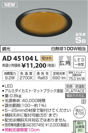߾ KOIZUMI ⵤ̩饤 LEDŵ忧 AD45104L ᥤ̿