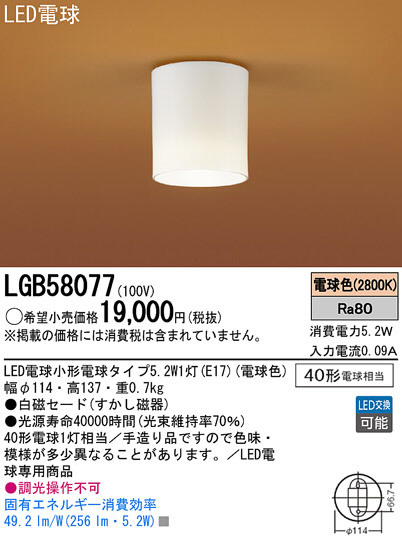 Panasonic LED 󥰥饤 LGB58077 ᥤ̿