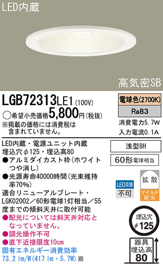 Panasonic LED 饤 LGB72313LE1 ᥤ̿