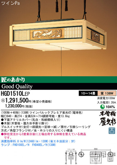 Panasonic ڥ  HGD1510LEP ᥤ̿