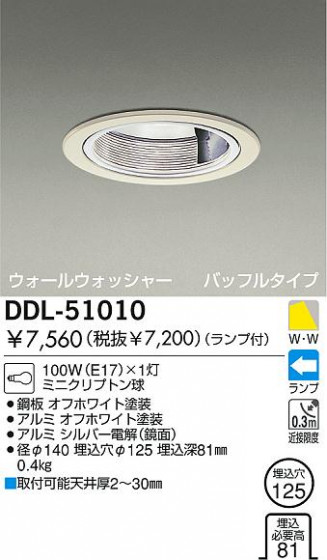 DAIKO  ŵ Ǯ륦å㡼饤 饤ȡ֡ϥǮLED125 饤ȡ֡125ϥǮ 饤ȡǽ֡륦å㡼󡤥ϥǮ125 DDL-51010