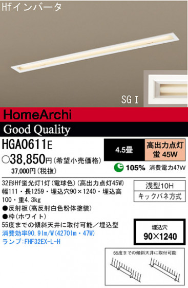 ѥʥ˥åŹ PANASONIC 󥰥饤 HGA0611E Ϣ 󥰥饤 211220
