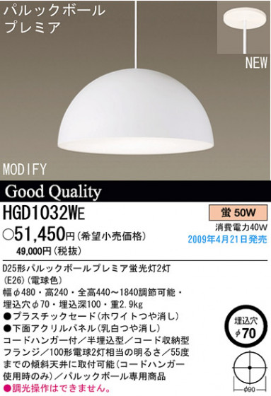 ѥʥ˥åŹ PANASONIC ڥ HGD1032WE Ϣ ڥ 241250