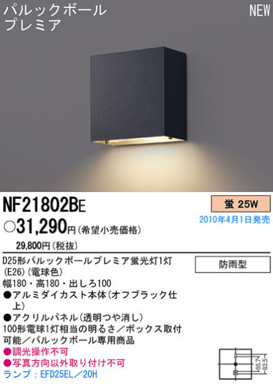 PANASONIC ѥʥ˥åŹ ֥饱å NF21802BE panasonic nf21802be